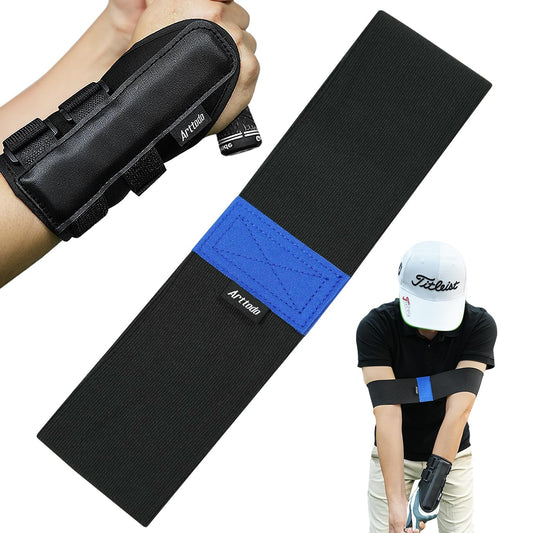 Arttodo Golf Training Kit with Arm Band & Wrist Strap, Golf Swing Training Aid to Correct Wrist Angle and Develop Muscle Memory for Beginner Golfers