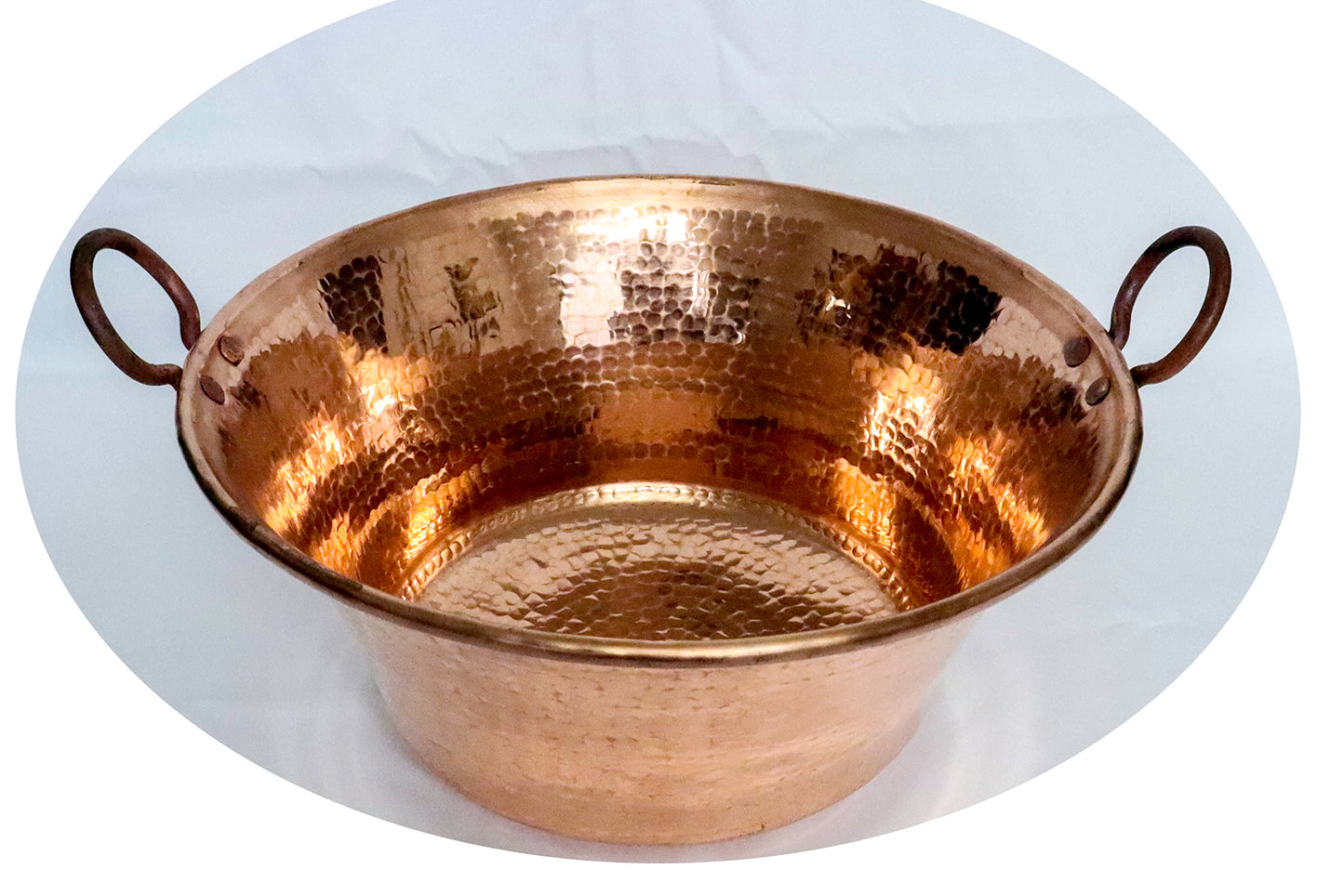 Cazo De Cobre, 16" Authentic Copper Pot, Heavy Duty Hammered Wok Jam Pan, Made in Mexico, Cooking Pot for Mexican Food