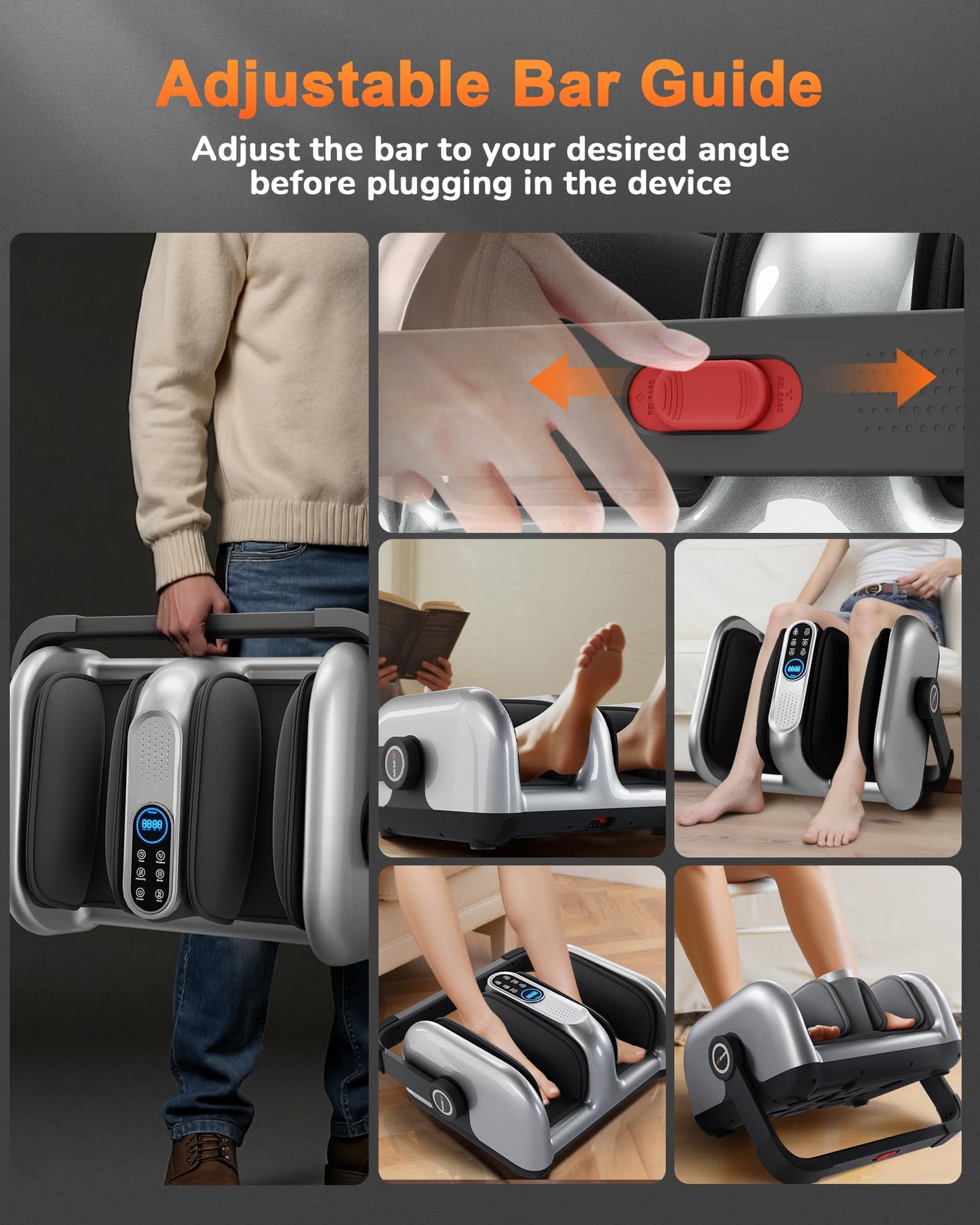 JZBRAIN Shiatsu Foot Massager Machine with Heat : Deep Kneading Calf Massager with Vibration for Plantar Fasciitis, Neuropathy, Pain Relief, Circulation - for Home and Office Use