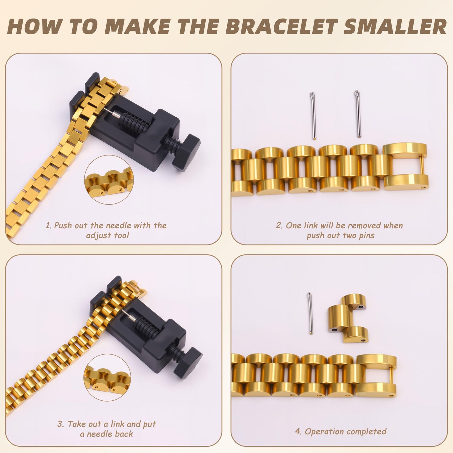 18K Gold Plated Stackable Love Bangle Bracelets for Women,Silver Chain Link Watch Bracelet,Non-Tarnish Jewelry with Adjustable Tool.(2pcs-B Silver)