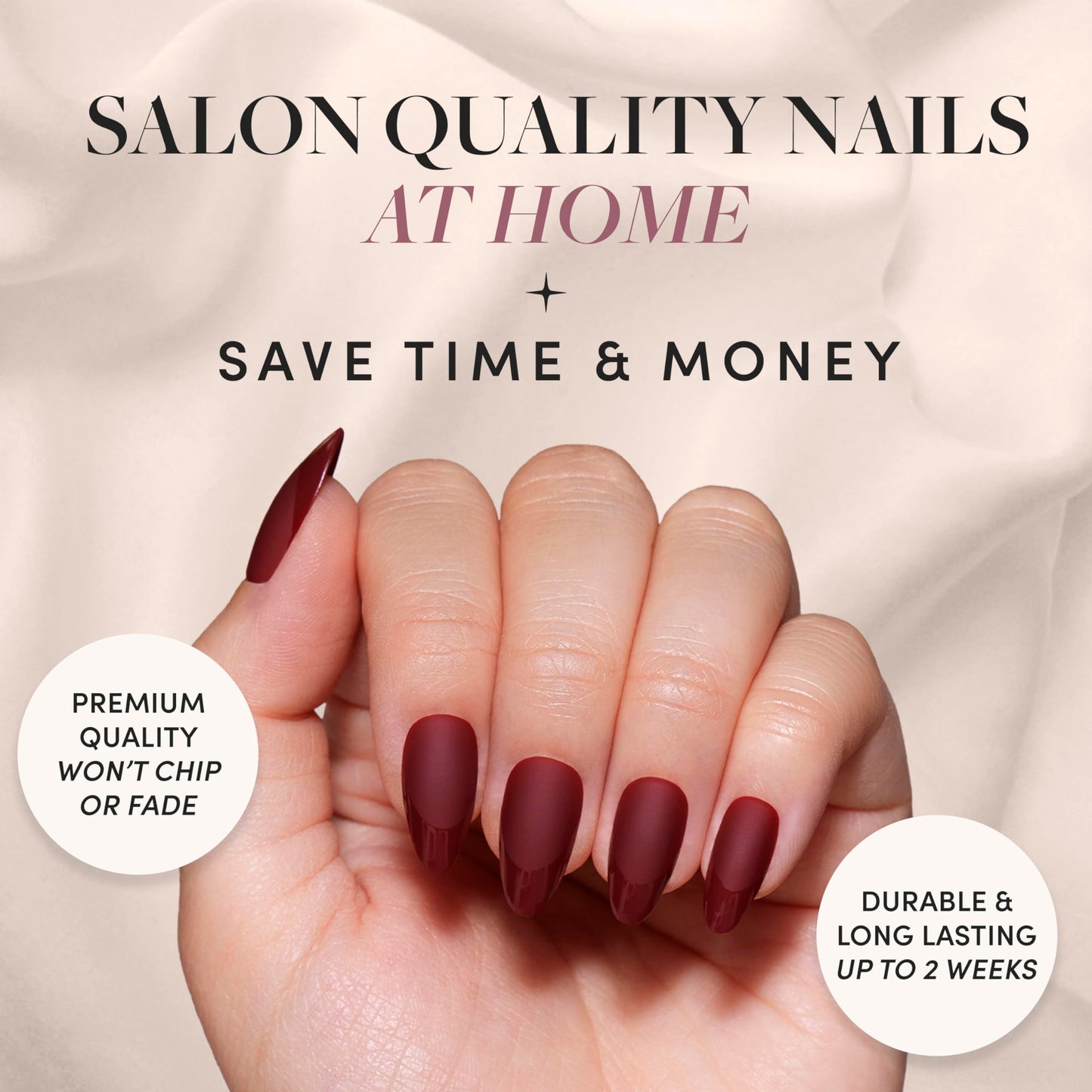 Glamnetic Press-On Nails Bundle - Blueberry Milk & Merlot | Opaque Light Blue Short Almond Nails | Matte Short Almond Dark Red Nails with Glossy French Tips | Reusable, Salon-Quality Nail Kits