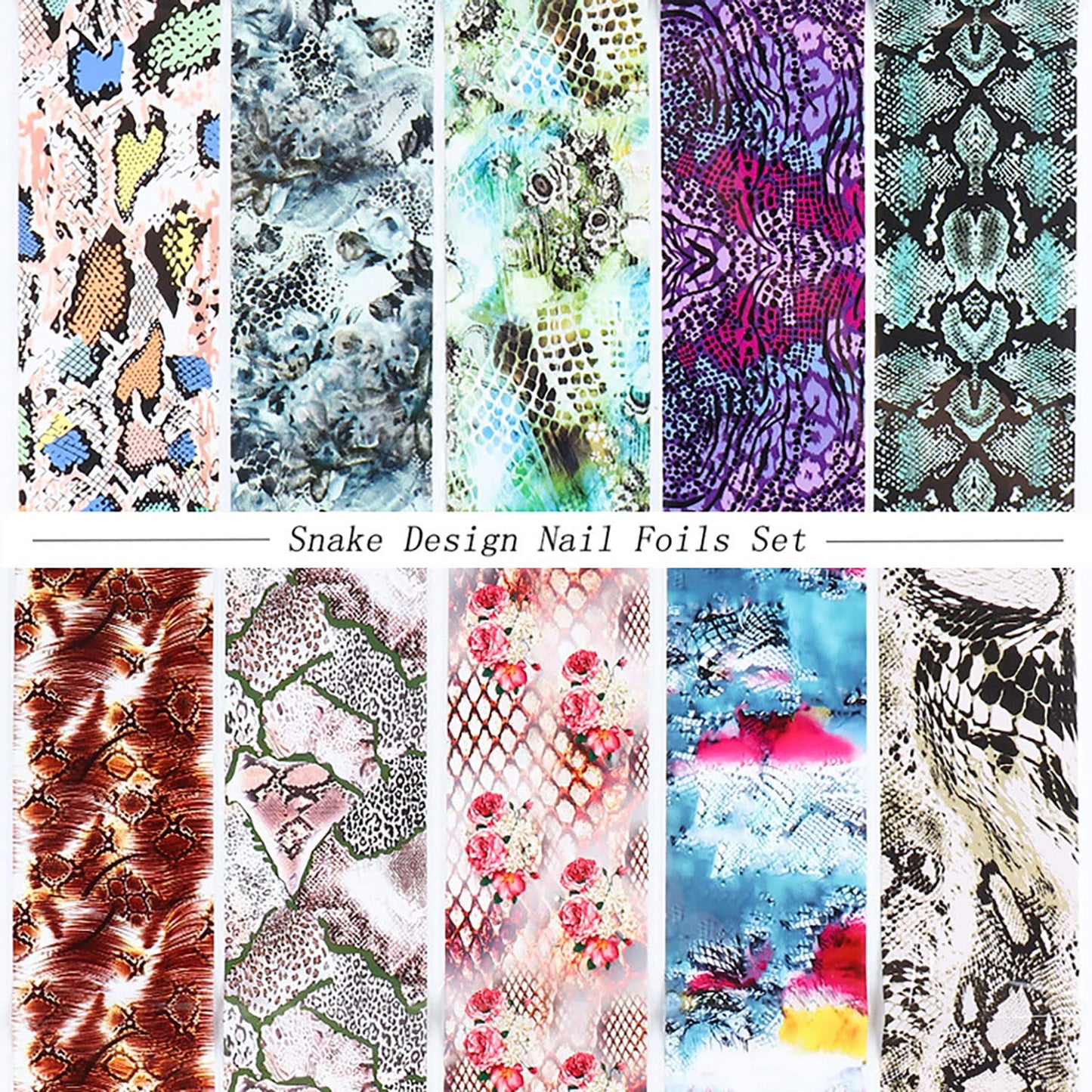 Snake Print Holographic Nail Foil Stickers - Sky Starry Paper Transfer Foils for Nail Transfer Glue Women Manicure