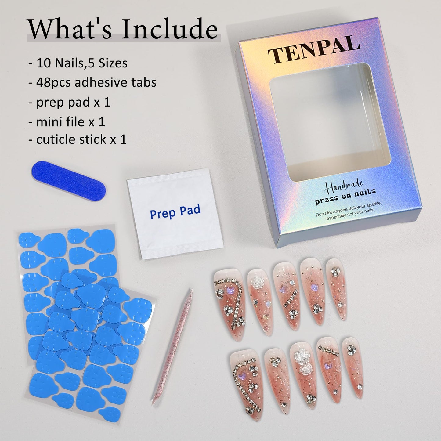 TENPAL Handmade Press on Nails Stiletto Rhinestones Pink Nails Press ons Ballet Acrylic Fake Nails With Diamond Camellia Designs 10pcs/Box Glue on Nails Long Y2k Sweet Cool Artificial Nails(S,Orange)
