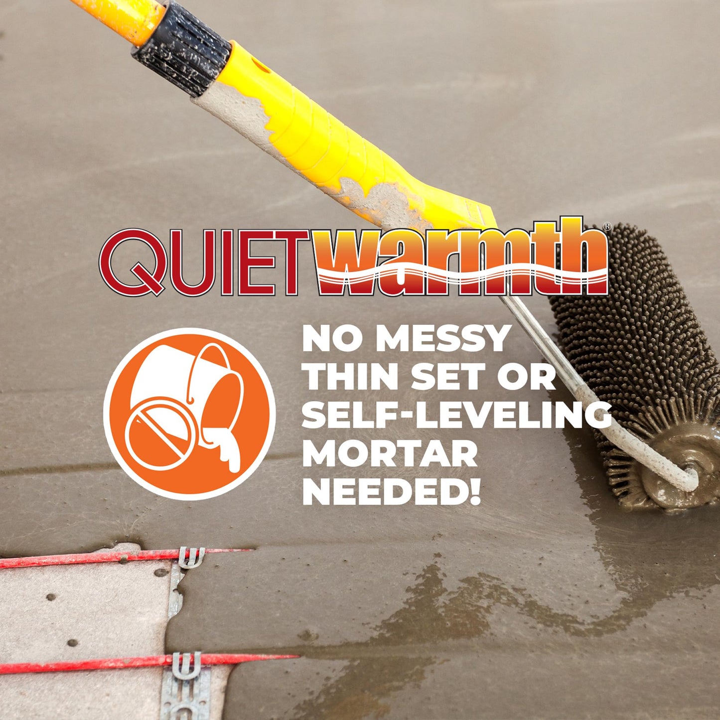 QuietWarmth Float QWARMKITFF Radiant Floor Heating Starter Kit Mat w/Programmable Thermostat for Laminate, Wood, Luxury Vinyl Floating Flooring- Cuttable Mat Size 3’x10' 120Volt (Covers 30sf)
