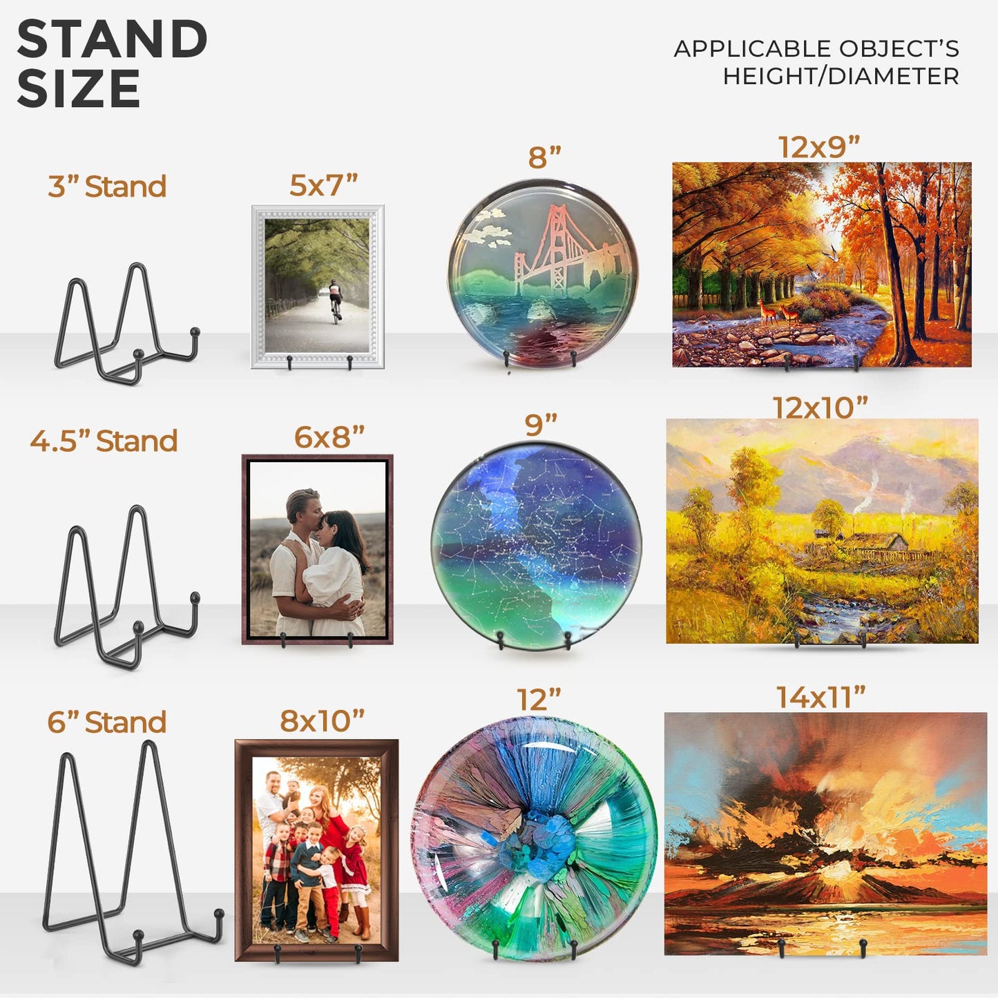 TR-LIFE 4 Pack 4.5 Inch Plate Stands for Display - Plate Holder Display Stand + Metal Frame Holder Stand for Picture, Decorative Plate, Book, Photo Easel (Black 4 Pack)