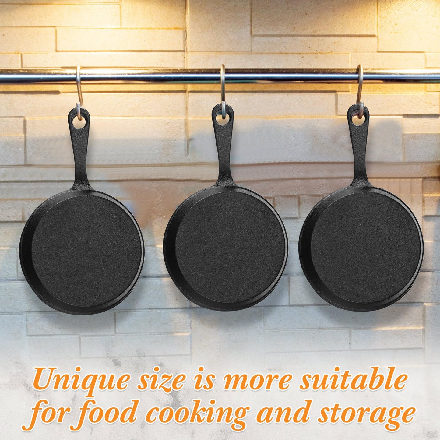 Remerry 70 Sets 4 Inches Cast Iron Skillets Mini Black Iron Nonstick Frying Pan Small Sizzling Plate Egg Pan Cast Pot Bundle with Oil Brush for Indoor and Outdoor Restaurant Kitchen