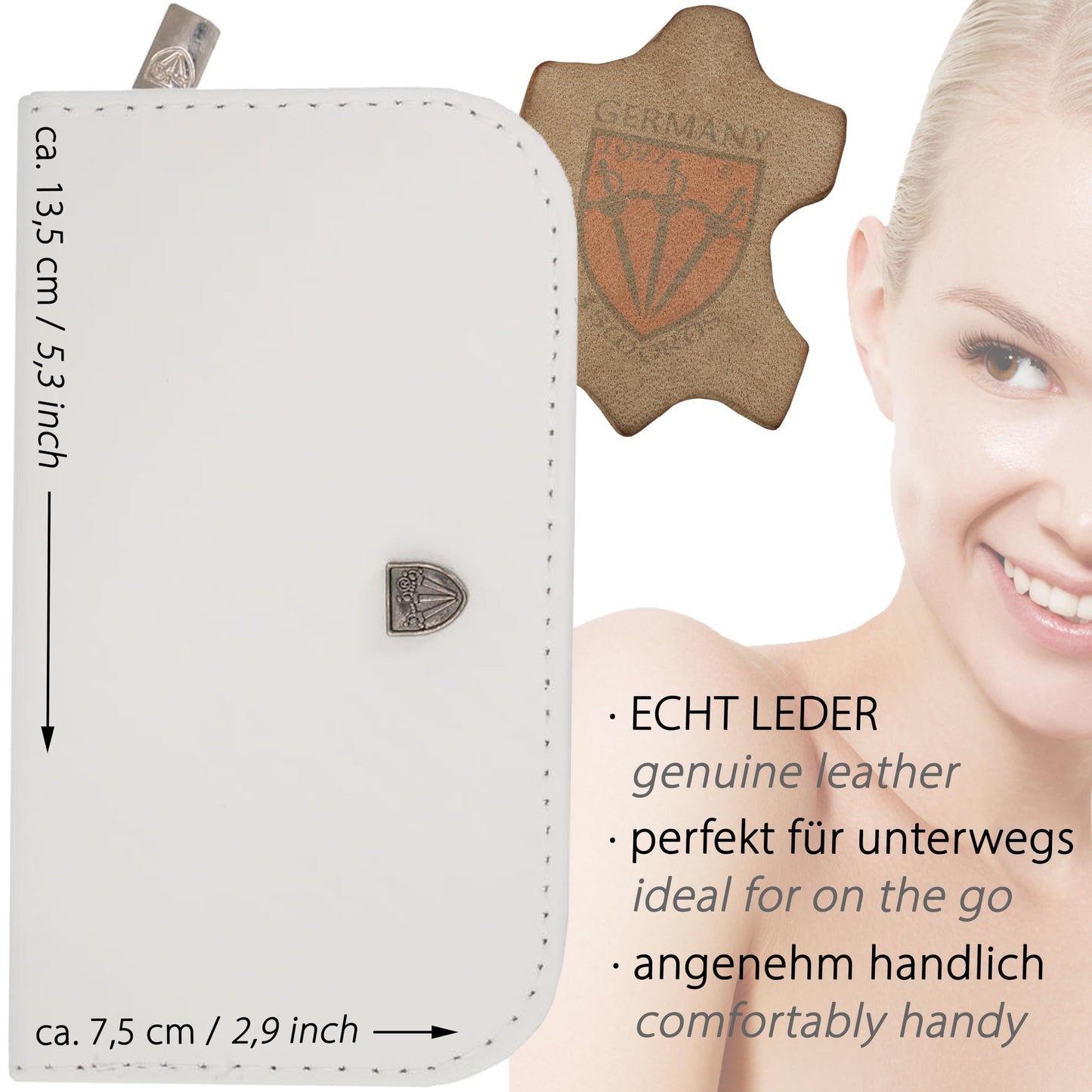 3 Swords Germany - brand quality 6 piece manicure pedicure grooming kit set for professional finger & toe nail care scissors clipper genuine leather case in gift box, Made in Solingen Germany (02266)