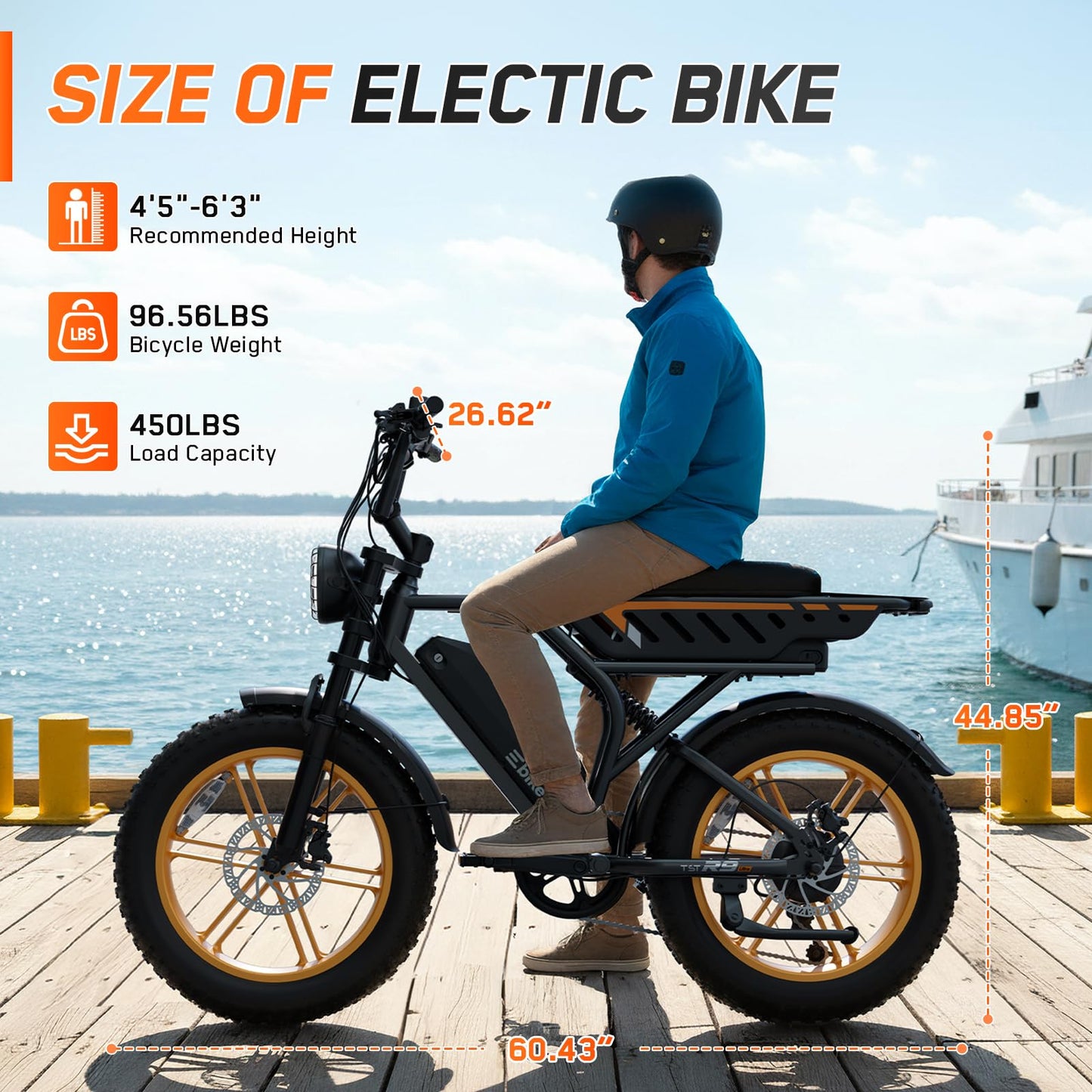 Electric Bike for Adults, 1500W Peak Motor Retro E Bike, Removable 48V 15Ah Battery, 20"x4.0 Fat Tire, 30 MPH Max Speed, 60 Miles Range, Ebike with Suspension, Fashion Design Wheels Hub Yellow