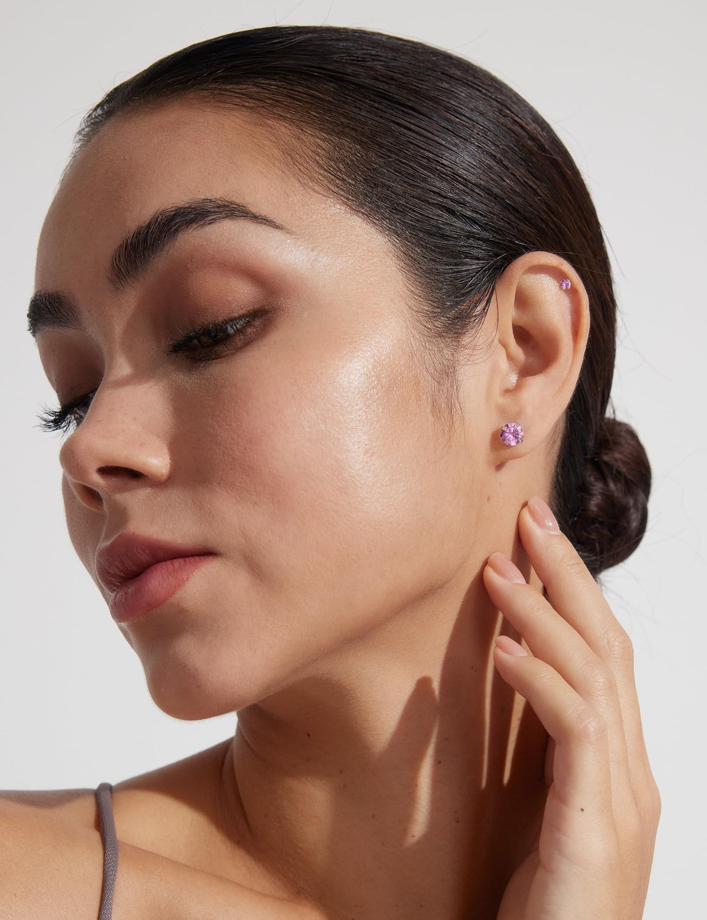 6 Pairs Stud Earrings Set Hypoallergenic Cubic Zirconia 316L Earrings Stainless Steel Earrings for Women (Pink)