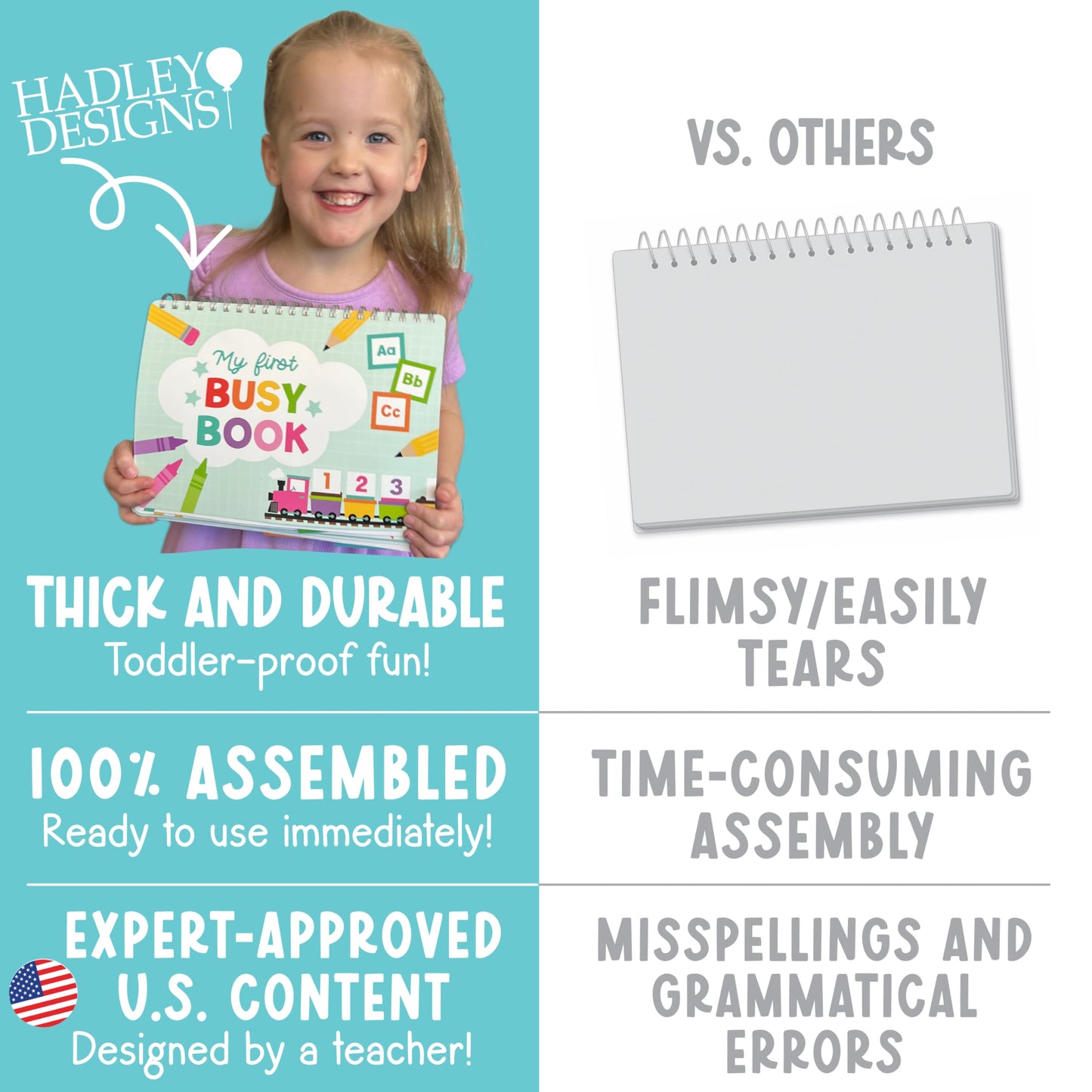 My First Busy Book For Toddlers 3-5 - My Preschool Busy Book For 5-7 Year Old, Toddler Activity Books, Homeschool Preschool Learning Activities, Coloful Kindergarten Learning Activities
