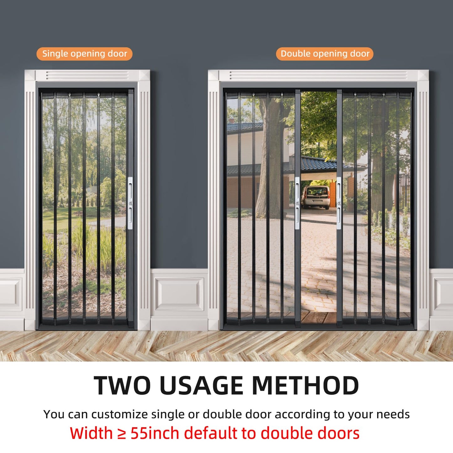 Vintarova Heavy-Duty Retractable Screen Door，Folding Door with Aluminum Frame and Durable Mesh, Keeps Bugs Out, Customize Size for Any Opening (Grey