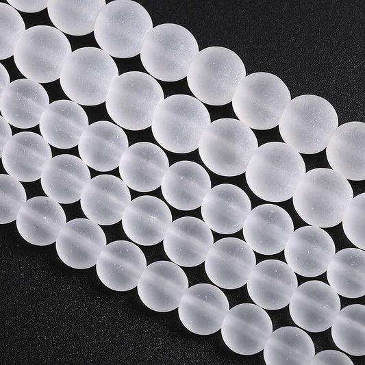 8MM 46PCS Matte White Glass Spacer Loose Beads for Jewelry Making DIY Bracelet Necklace