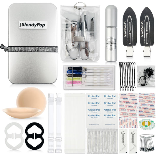 Women's Emergency Kit For Styling,Wedding Day Essentials Kit,Purse kit for Travel, Car, 27 Piece Include Nipple Cover, Fahsion Tape, Manicure Kit