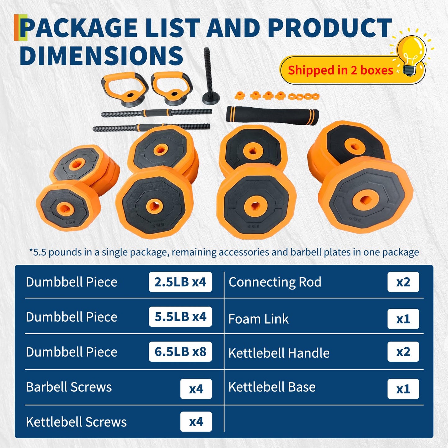 4-In-1 Adjustable Dumbbell Set (44/66/88LB) - Convertible to Barbell, Kettlebell & Push Up Stands, Home Gym Equipment for Men & Women, Space Saving Weights with PVC Coating,88 LBS