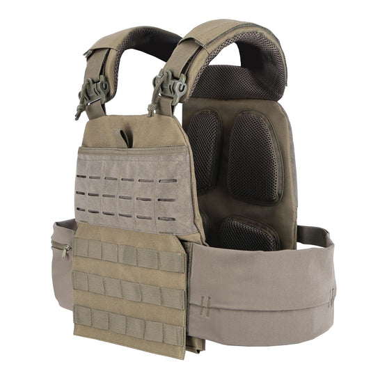 PAIWPHLI Adjustable Weighted Vest for Adults, MOLLE System,Training Outdoor Vest with Weight-bearing Pockets and Multiple Compartments (green)