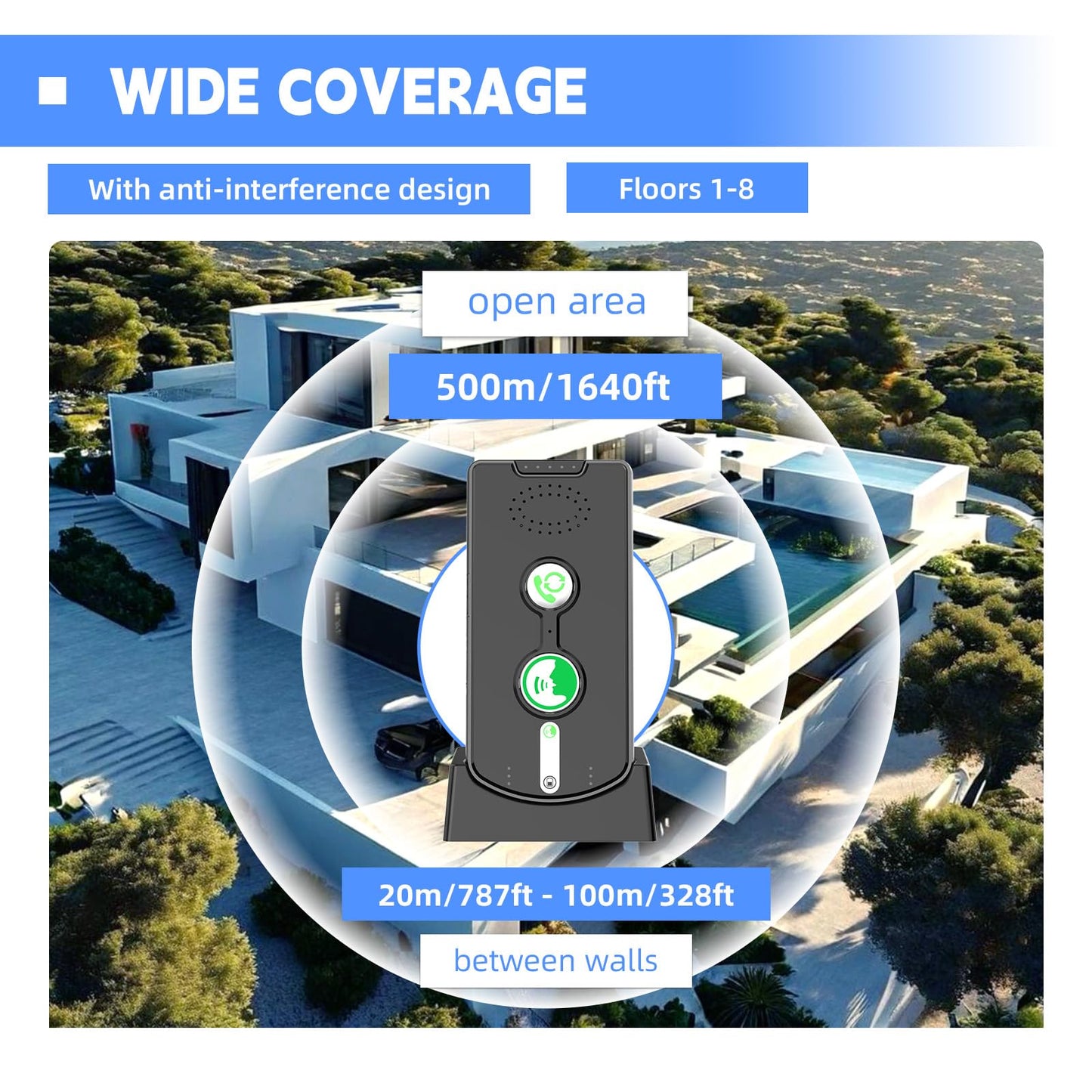 2 Way Intercoms Wireless for Home Office,Portable Room to Room Long Range Intercom System with Charging Base,30 Days Long Standby Time 5 Level Volume Adjustment, Expand to 5 Intercoms (2026 Upgraded)