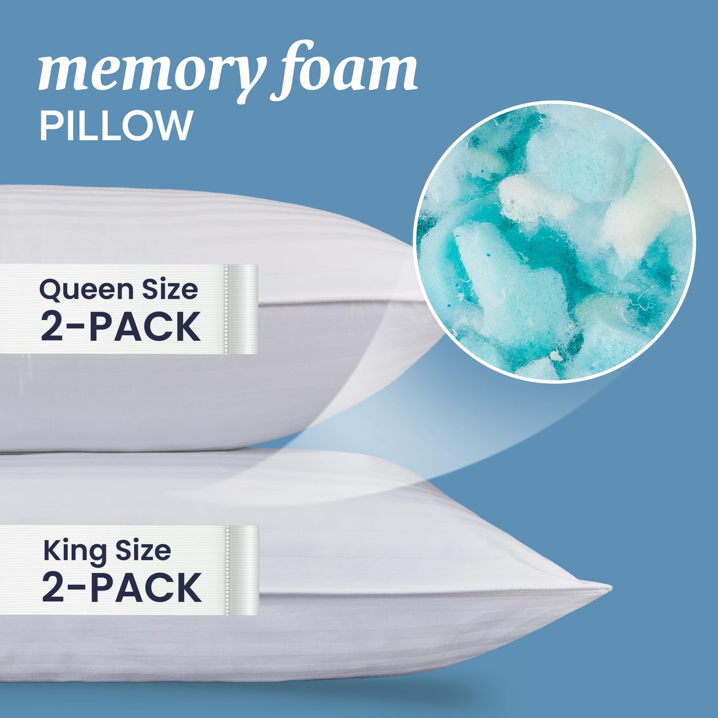 Beckham Hotel Collection 4-Pillow Set – 2 Down Alt & 2 Memory Foam Queen Pillows