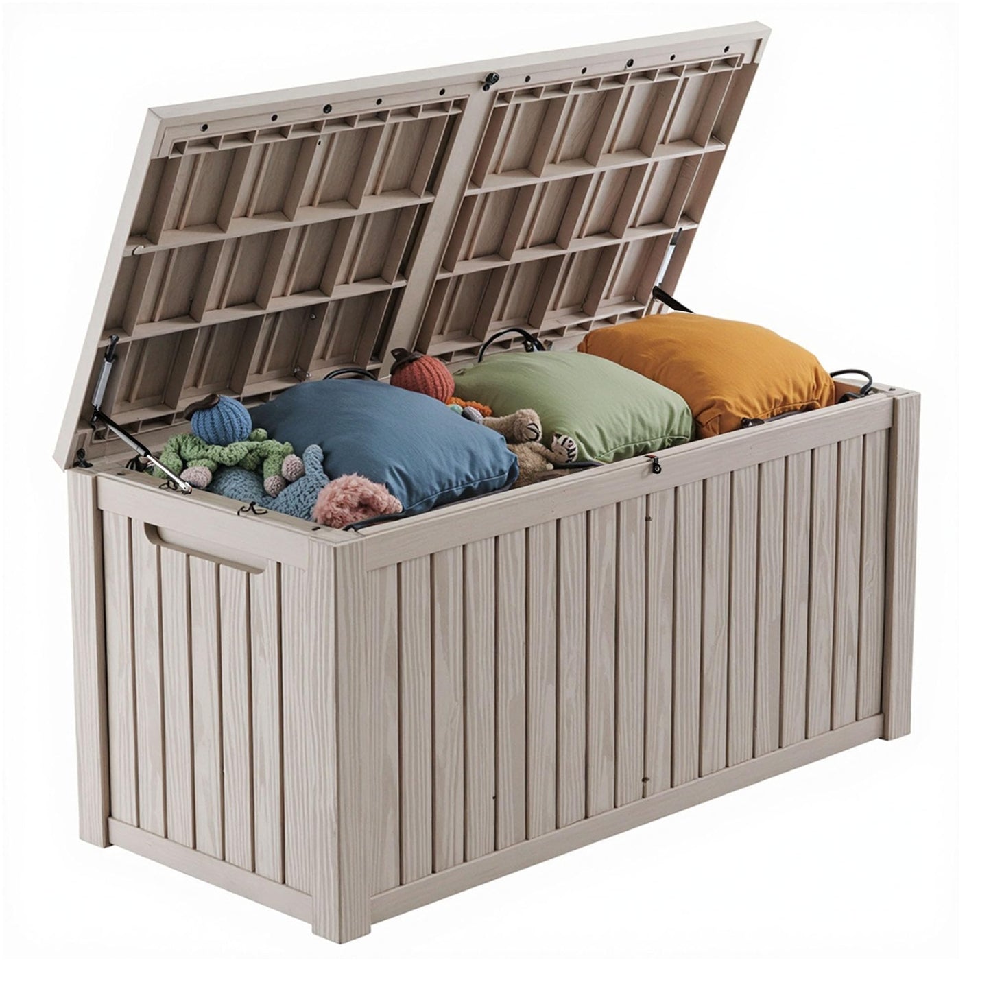 Zapdos Outdoor Storage Box, 180 Gallon Resin Deck Box Resin Patio Storage Box Bin for Furniture Cushions Garden Tools, Waterproof Lockable Waterproof Outside Storage Boxes, Grey