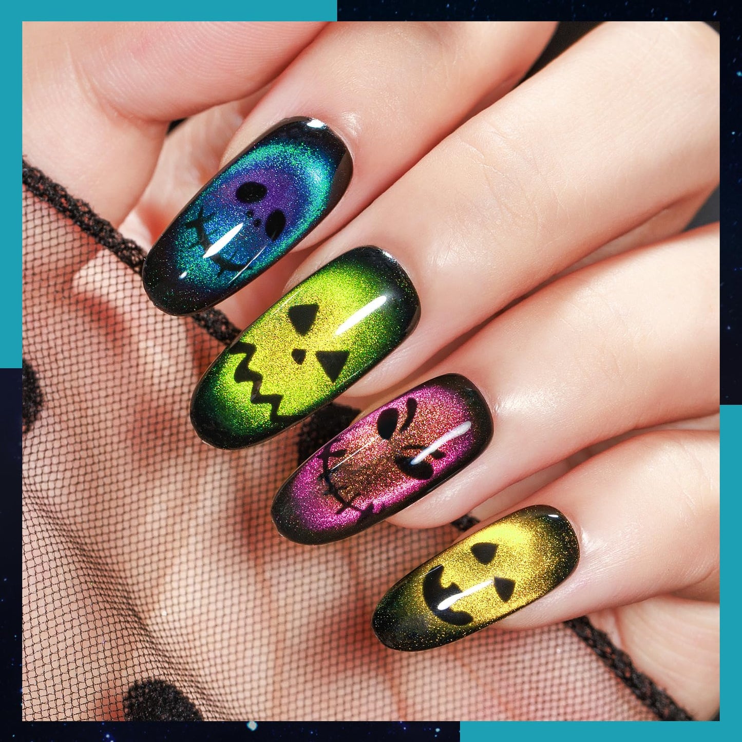 MIZHSE 8 Colors 9D Cat Eye Gel Nail Polish, Magnetic Gel Polish Kit with Magnet Stick, Galaxy Glitter Chameleon Effect Silk Velvet Cat Eye Nail Polish Soak Off Nail Art Design Ladies Gift