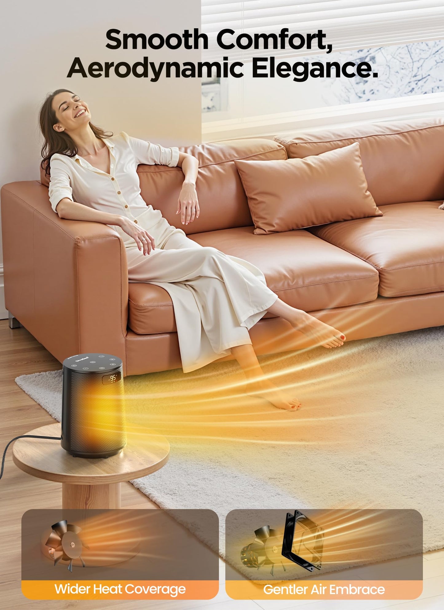 GiveBest Space Heater, Electric Portable Heaters for Indoor Use with Thermostat and Remote, 70°Oscillation, Digital Display, 12H Timer, 1500W PTC Ceramic Fast Safety Heat for Office Bedroom Home Desk