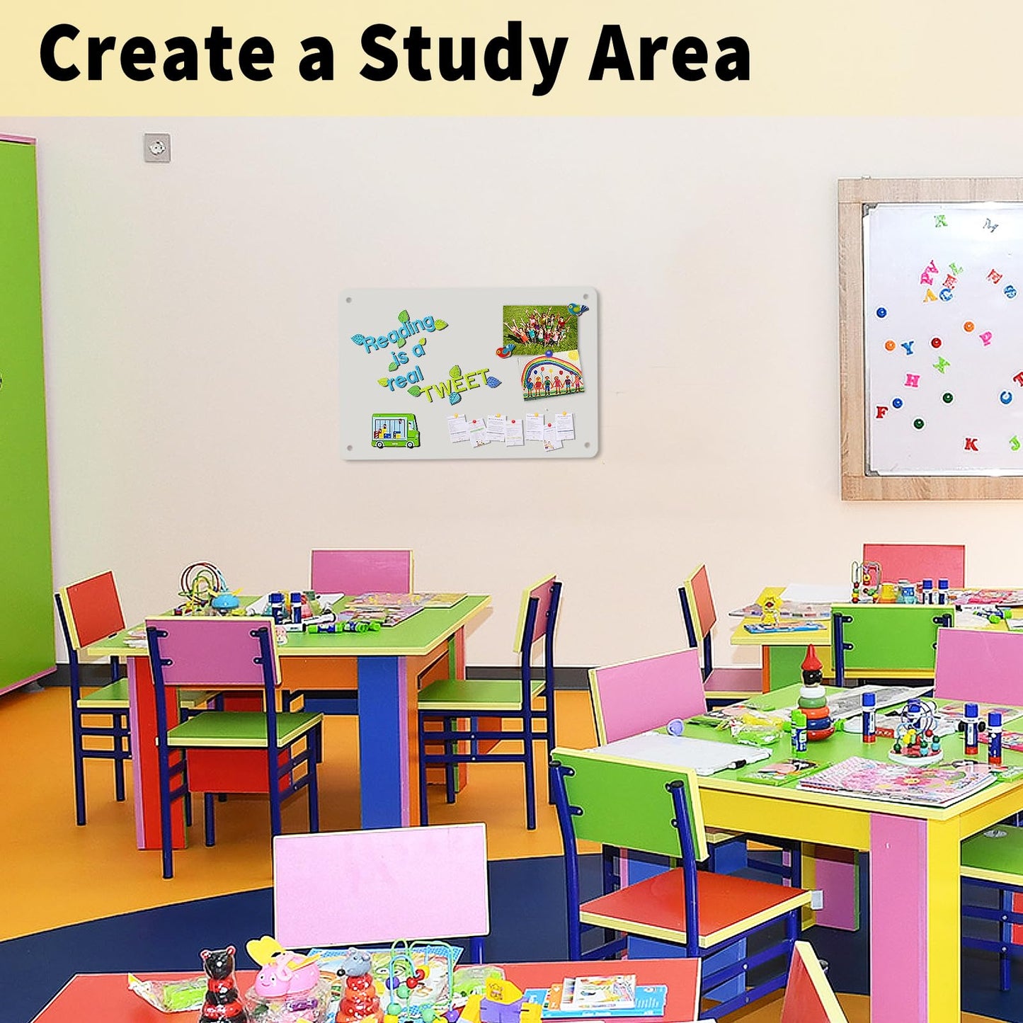 2Pack Magnetic Board 17.5" x 11.4" Magnet Bulletin Board is Suitable for displaying Notes, Photos,Magnetic Letters,Suitable for Walls, refrigerators, cabinets, etc