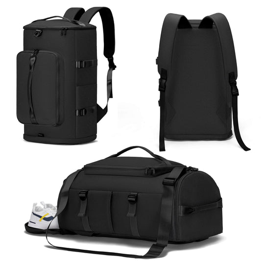 MIYCOO Gym Bag for Men Women with Shoes Compartment - Duffle Bag, Travel Backpack, Sports Backpack, Weekender Overnight Bag with Wet Pocket - Black