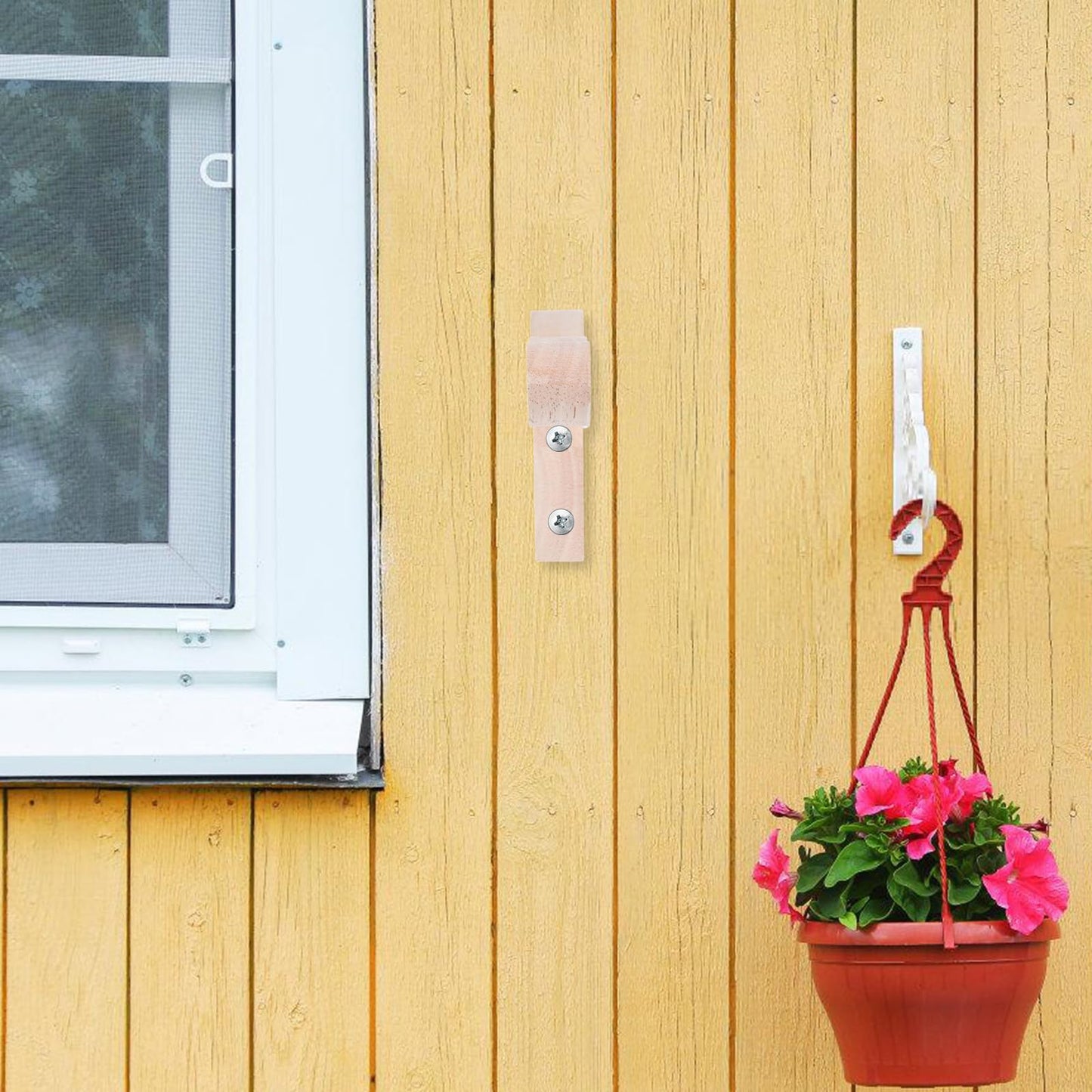 Luxshiny 2pcs Wooden Wall Mounted Plant Hangers for Indoor Outdoor Use, Flower Pot and Wind Chime Hanging Brackets, Patio Wall Hooks for Garden Balcony Decoration