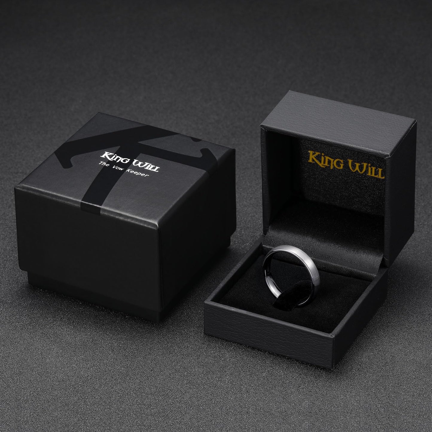King Will 4mm Silver Wedding Band for Men Women, Domed Matte Tungsten Carbide Promise Rings, Comfort Fit, Size 10.5