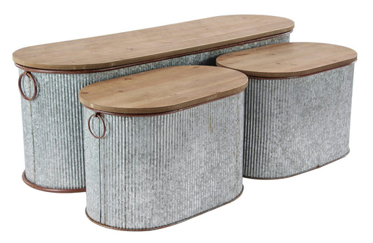 Deco 79 70576 Storage Box, Brown/Gray