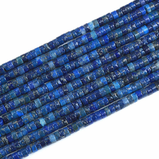 150pcs 2x4mm Natural Lapis Lazuli Jaspers Tube Shape Beads Loose Flat Round Cylinder Flat Spacer Green Stone Beads for Bracelet Earrings Jewelry Making