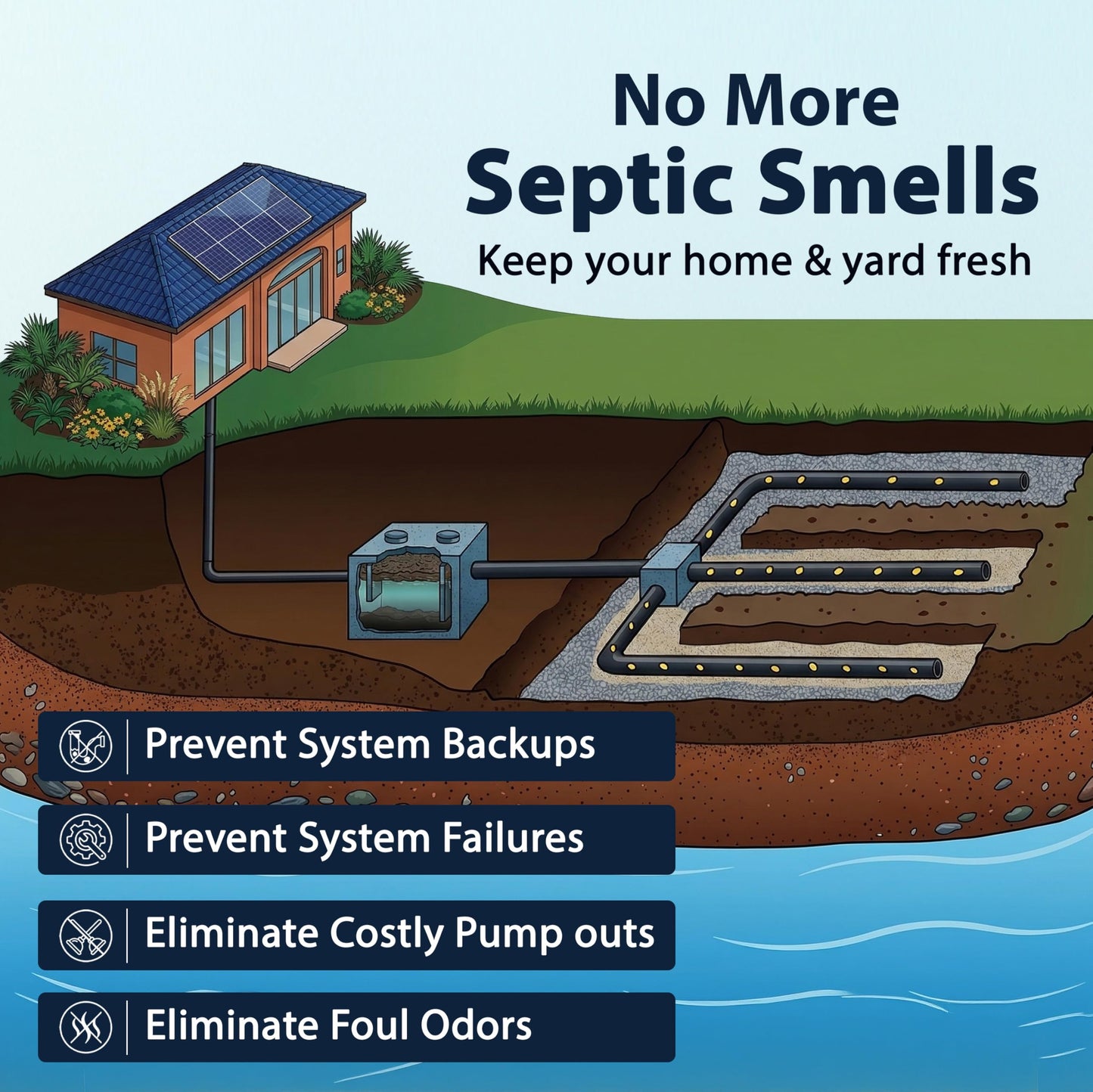 iFLO® Automatic Septic Tank Treatment & Maintenance Kit – Weekly Enzyme Dispenser Prevents Backups, Clogs & Odors – Breaks Down Sludge, Grease & Waste – 6-Month Supply (Up to 1,500 Gallons)