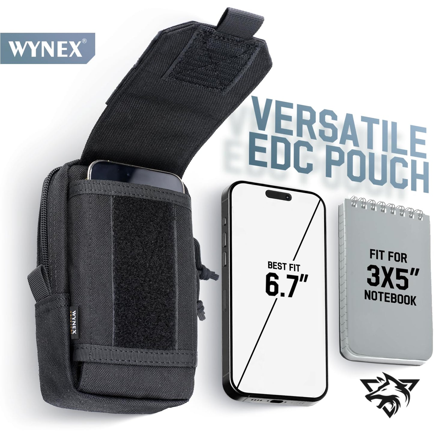 WYNEX Tactical EDC Pouch, Molle Utility Pouches Gadget Organizer Phone Holder Waist Pack Smartphone Pouch Tool Holster Pocket Black