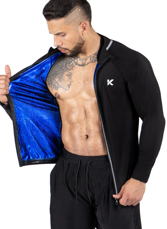 Kewlioo Pro Men's Heat Trapping Sauna Jacket - Zip Up Sauna Suit For Men, Sauna Long Sleeve Sweat Shirt for Gym, Workouts