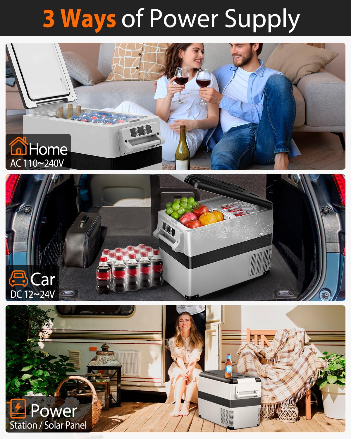 Feelfunn Car Fridge Portable 12V Refrigerator - 48 Quart(45L) Electric Cooler with AC/DC for Truck Van RV Camper SUV, Car Refrigerator Freezer for Camping Boat Travel, APP Control, -4~68°F