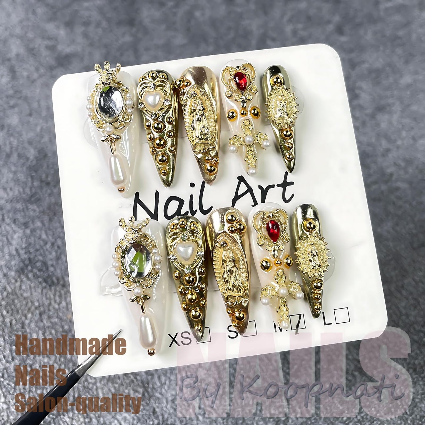 Handmade Press on Nails Short Almond Pink French Tip with 3D Design Fake Nail Art for Women S