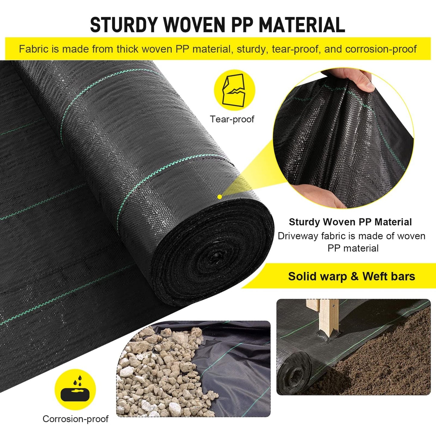 Doniks 13x150ft Driveway Fabric,3.5OZ Commercial Heavy Duty Weed Barrier, Garden Landscape Fabric, for Erosion Control,Weed Barrier,Construction Projects