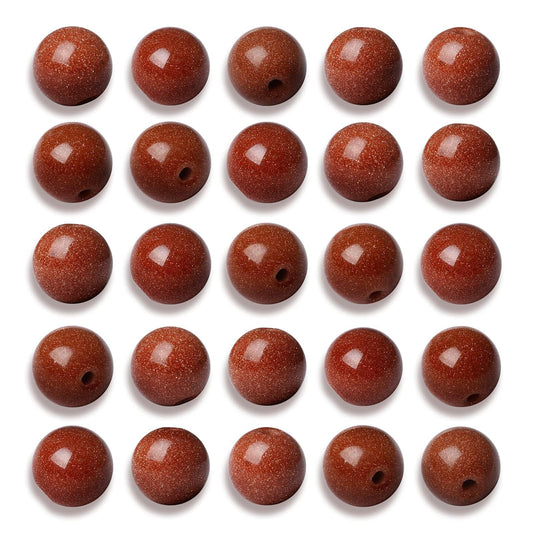 NITOPUPU 100Pcs 8mm Smooth Gold Sandstone Beads Round Loose Gemstone Stone Beads for Jewerly Making with Crystal Stretch Cord
