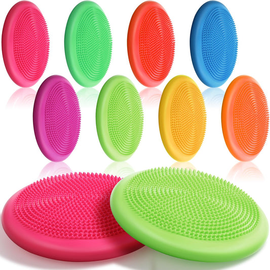 Libima 8 Pcs Wiggle Seat for Sensory Kids Flexible Wobble Cushion Non Slip Balance Disc for Adults Core Strength Physical Exercise Improve Posture School Home Office(Neon Color)