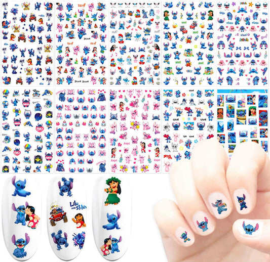 10pcs Cute Nail Art Stickers 3D Self-Adhesive Nail Decals Party Favors Nails Gifts for Women Nail Art Decoration Cute Cartoon Designer Nails Design Sticker