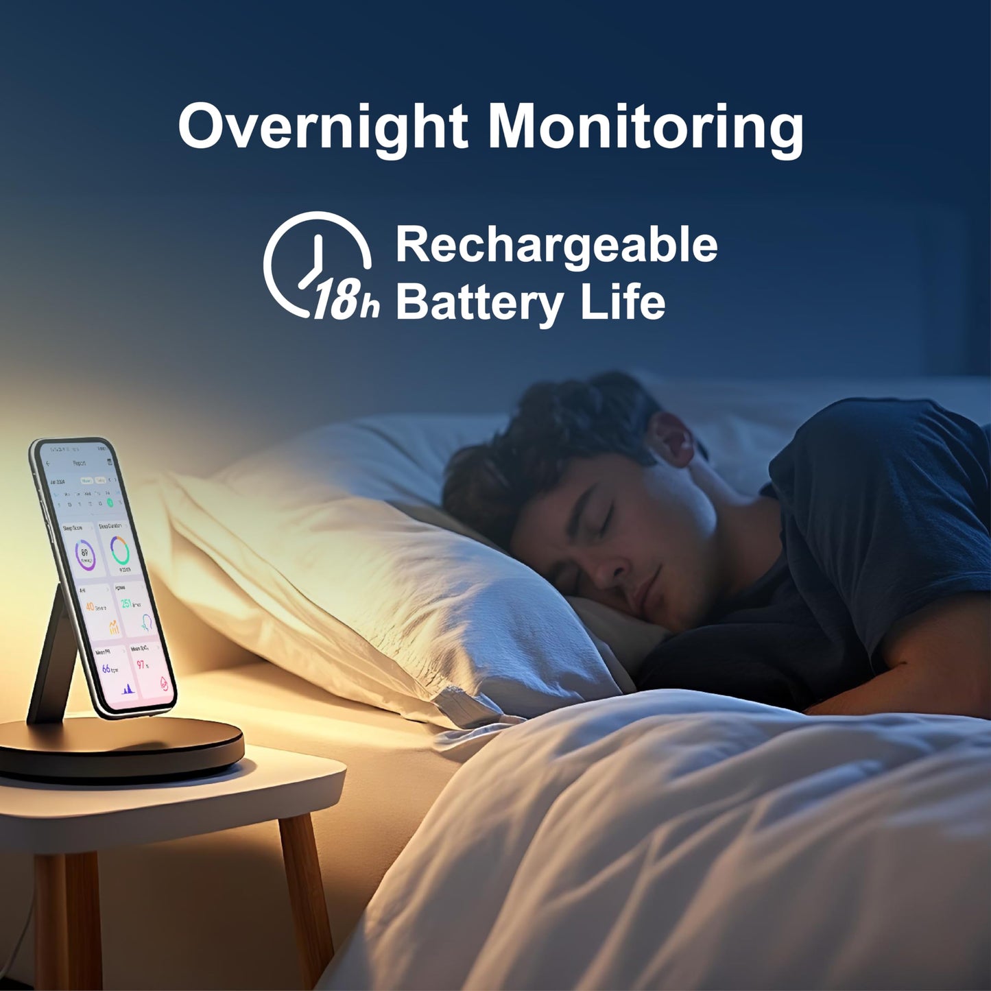 Pepultech Wrist Sleep Pulse Oximeter, Rechargeable Continuous SpO2 & Heart Rate Monitor with Buzzer Reminder, Bluetooth Blood Oxygen Saturation Tracker with Free APP Report,for Sports & Aviation Use