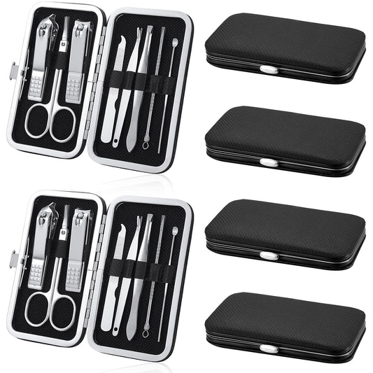 Hanaive 6 Set Manicure Set 48 Pcs Nail Clippers Pedicure Kit Gift for Mother's Day 8 in 1 Stainless Steel Grooming Kit Professional Nail Care Tools with Luxurious Travel Case for Men Women(Black)