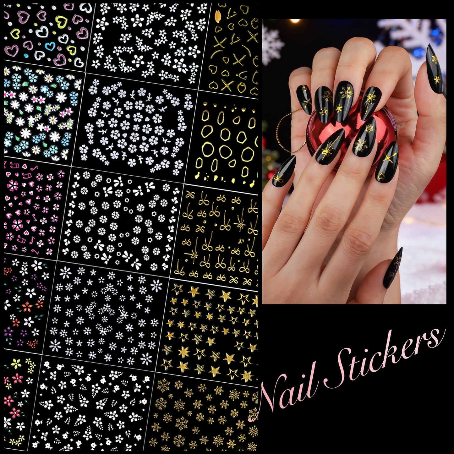 Teenitor Acrylic Nail Kit with Clear Coffin Nail Tips, Nail Charms and Gems, Nail Stickers, Nail Art Brushes, Nail Dotting Tools, Nail Stand, Press On Nails Kit for DIY Nail Art