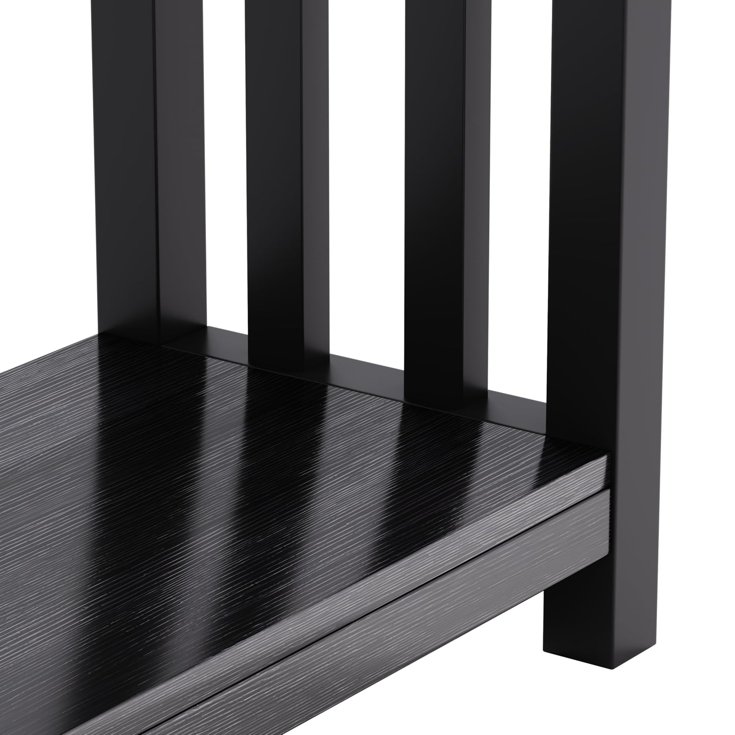 ChooChoo Mission End Tables Set of 2, Narrow Side Tables for Small Spaces, Night Stands with Storage Shelf for Living Room and Bedroom, Black