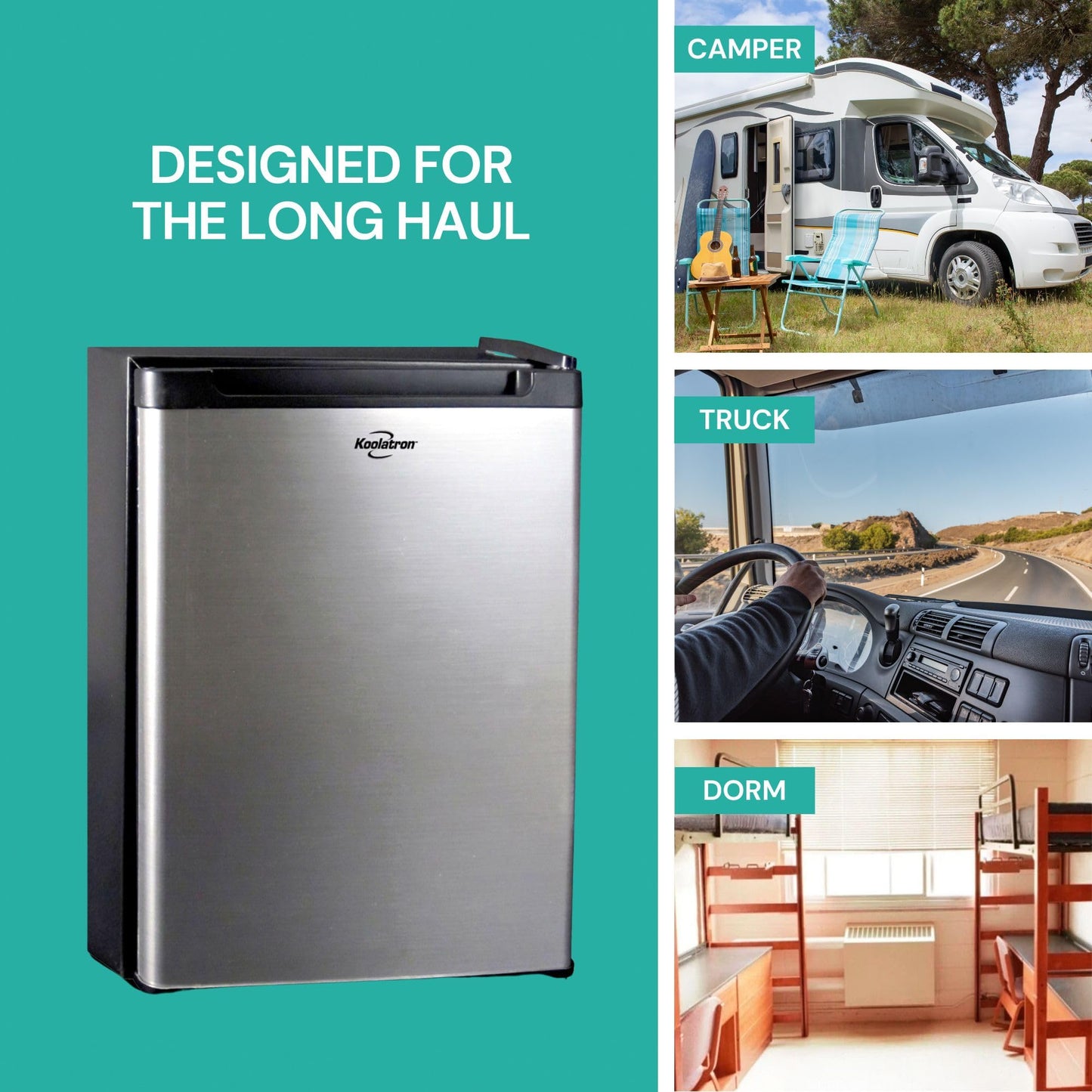 Koolatron 12V / 110V Refrigerator - Mini Fridge for Trucks Cool Storage for Kitchen Bedroom Office Travel Camping Dorms Compact Free Standing Neveras Pequeñpara Apartment 1.76 cu.ft - Black