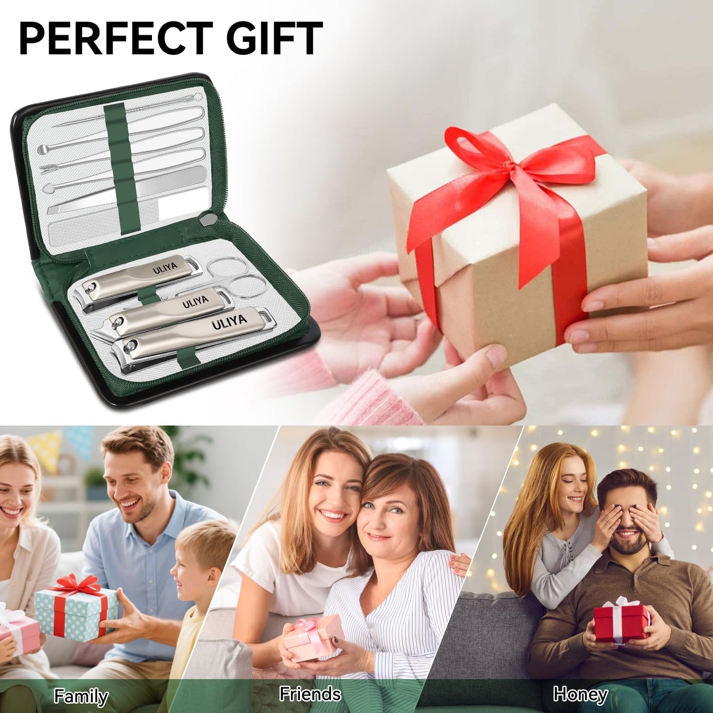 2026 Manicure Pedicure Set 10 in 1, Stainless Steel Nail Clipper Kit, Nail Trimmer Grooming Kit for Men Women, Professional Nail Care Tools with Green PU Leather Travel Case for Home & Travel