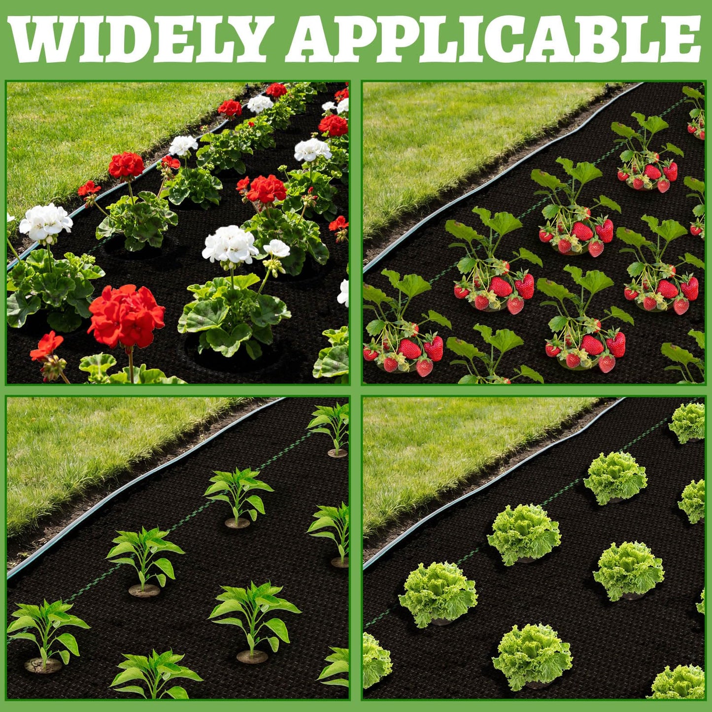 Garden Weed Barrier Landscape Fabric with 132 Planting Holes – 4ft x 33ft Woven Geotextile Fabric,Driveway Fabric,Durable Weed Control Mat with 20 Securing Pegs for Flower Beds, Vegetable Gardens