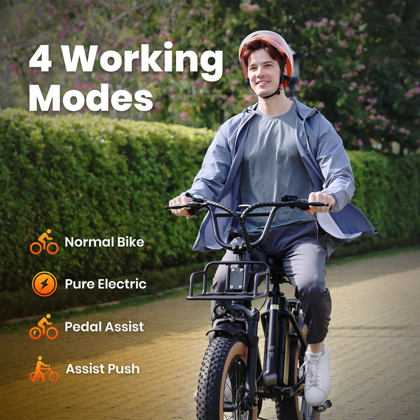 1500W Peak Electric Bike for Adults 20" Fat Tire E Bike 90 Miles Max Range 28 MPH Step-Thru Frame Electric Bicycle Cargo Ebike with 48V Removable Battery 7 Speed Commuter Bikes