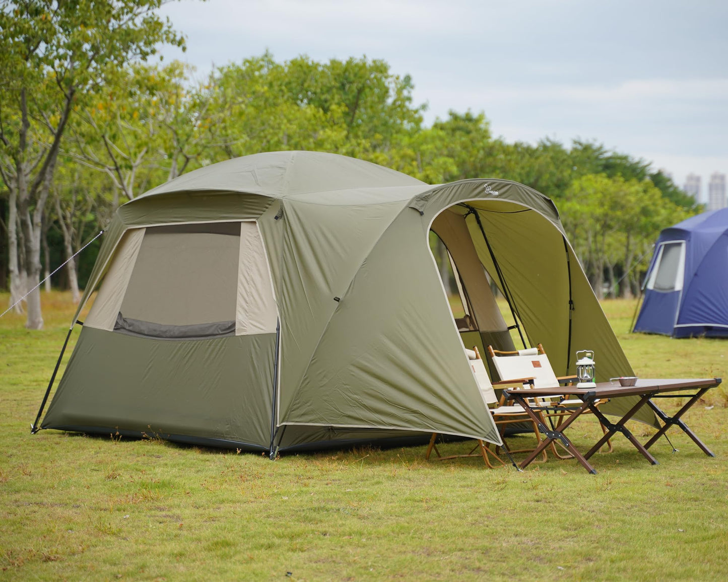 Vidalido 3-4 Person Tent with 1 Mesh Door and 2 Large Mesh Window, Double Layer Waterproof Portable Family Cabin Tent, 4 Person Tents for Outdoor Camping Hiking