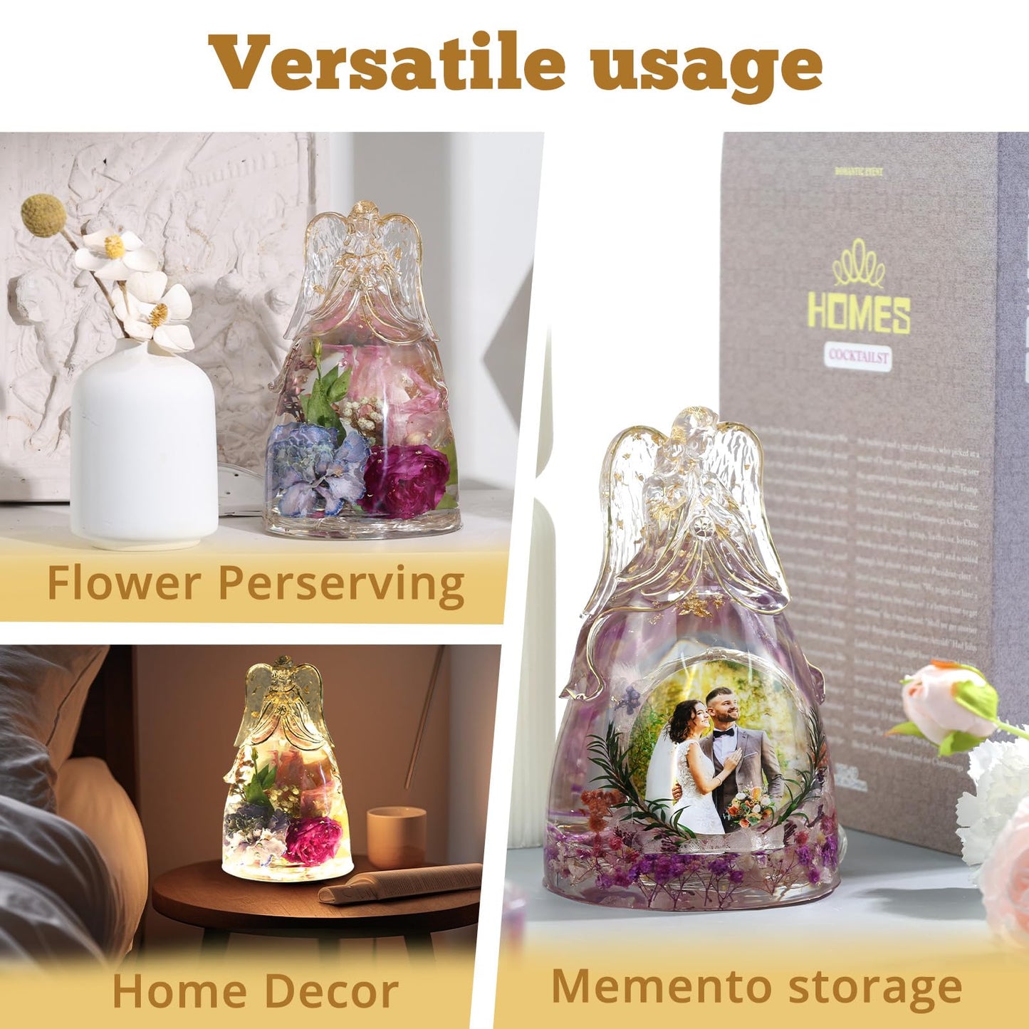 LET'S RESIN Angel Figurines Resin Epoxy Molds, Large Angel Silicone Molds for Preserved Flowers, Birthday Gifts for Women