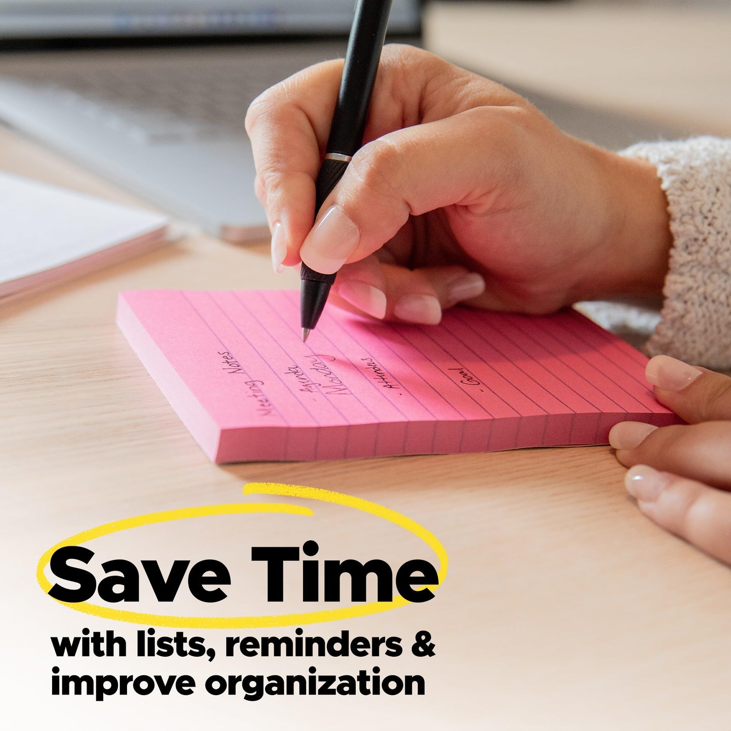 Post-it Super Sticky Lined Notes, 5 Sticky Note Pads, 4x6 in, 2X the Sticking Power, School Supplies, Office Products, Sticky Notes for Vertical Surfaces, Monitors, Walls and Windows, Bright Colors